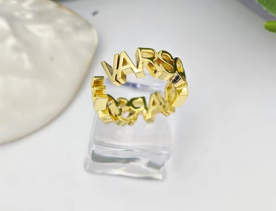 Thick Letter Name Ring